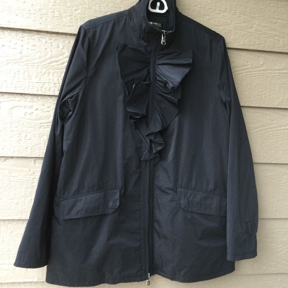 Lauren Ralph Lauren Womens spring, Fall black light jacket, size L. Ruffles - Picture 1 of 11